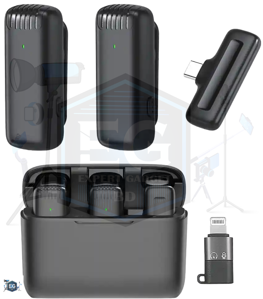 DK11 Dual Wireless Lavalier Microphone with Charging Case